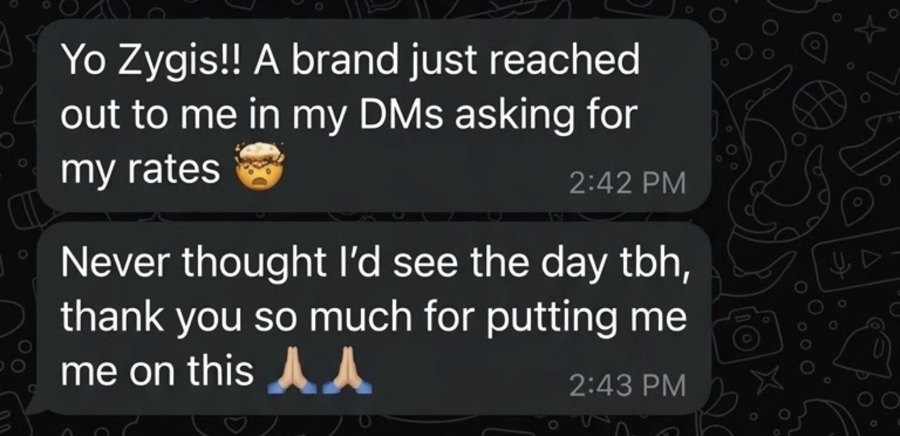 Message: A brand reached out asking for my rates